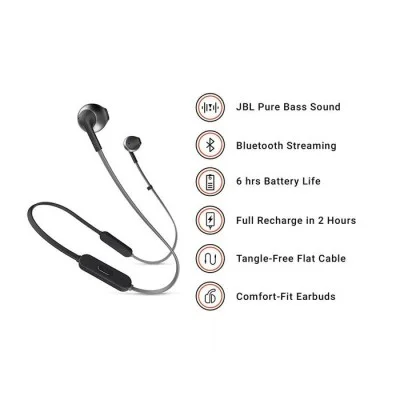 JBL Wireless Earphone T205BT - Black